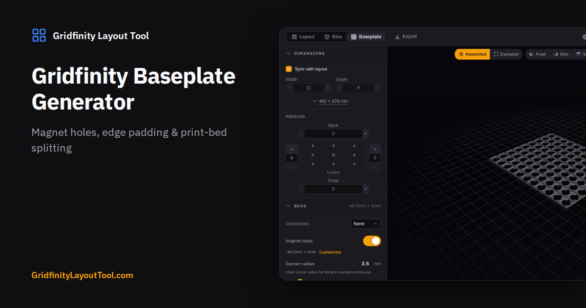 Gridfinity Baseplate Generator — Free Online STL Creator | Gridfinity ...