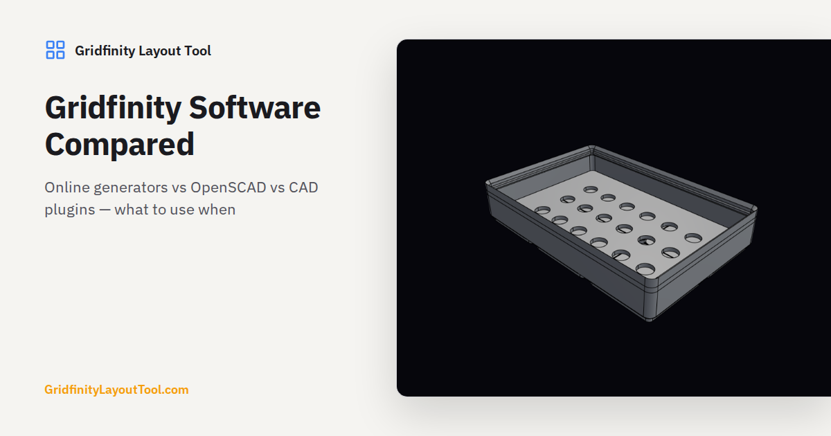 Gridfinity Software Compared — Online Generators vs CAD Plugins ...